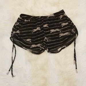 H&M Sheer Leopard Print Shorts Black Coverup S
